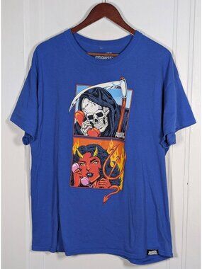 Broken Promises Delete My Number Shirt Mens XL Blue Graphic Skater Grim Reaper